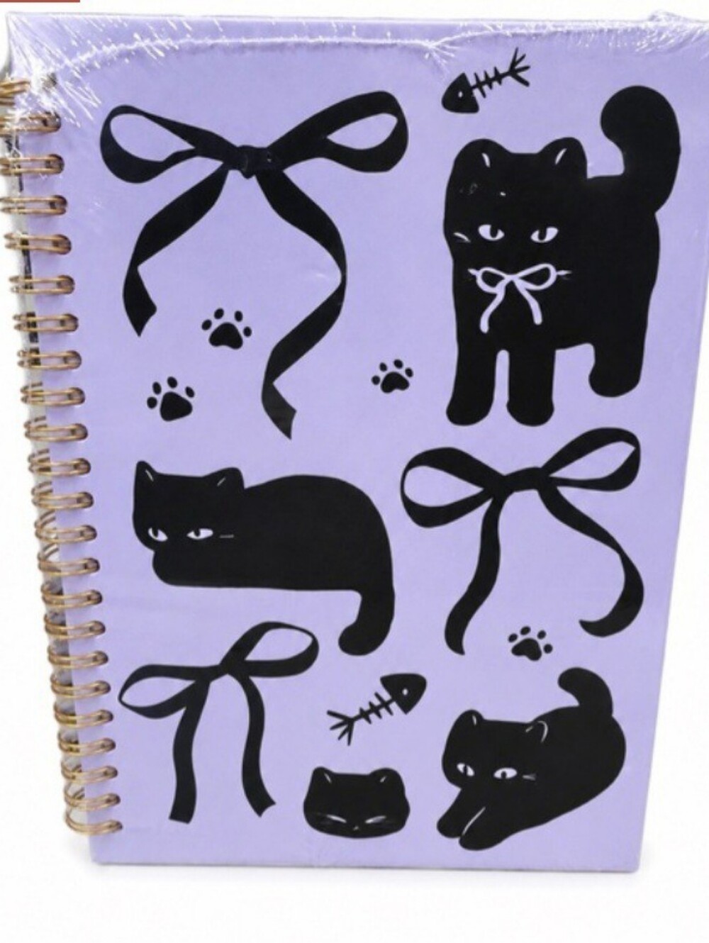 Lavender Cat Notebook with Black Cat Silhouettes NEW
